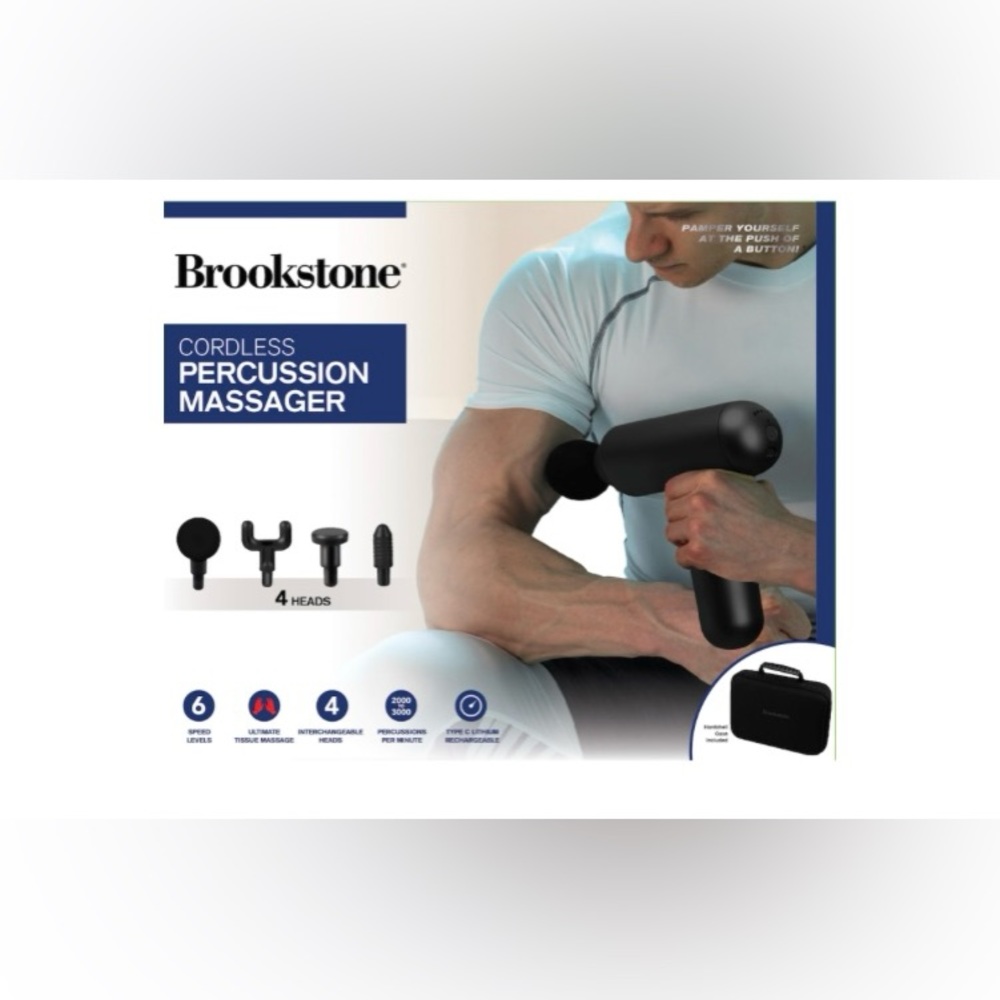 Brookstone Cordless Precussion Massager Handheld Deep Tissue.  New